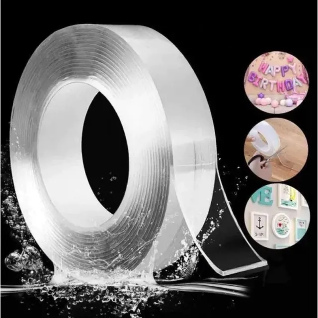 Cinta Adhesiva Doble Faz Transparente  Lavable 10mts