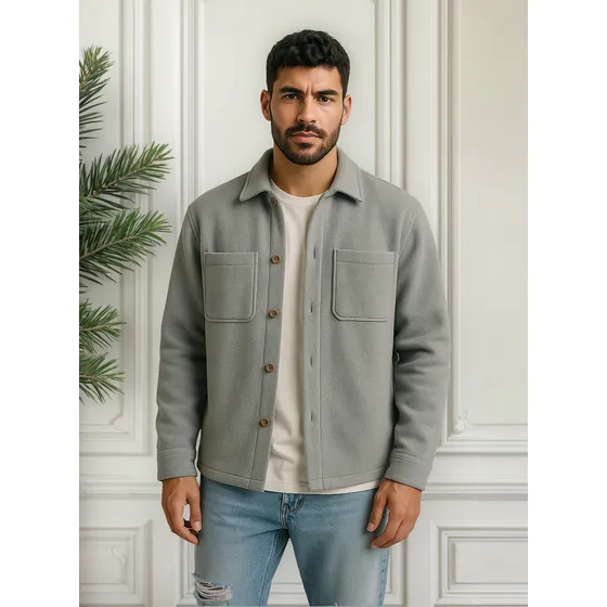 Camisaco Paño Premium Hombre Oversize Abrigo Otoño Invierno
