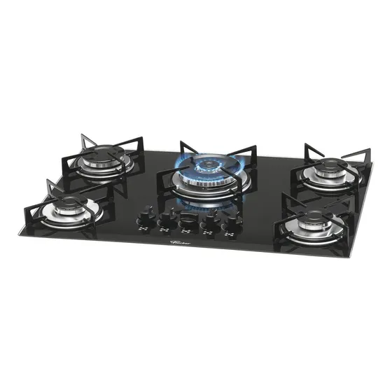 Fogão cooktop gás Fischer Tripla Chama 1743 preto 127V/220V