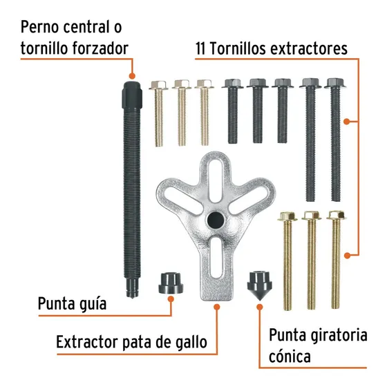 Extractor Pata De Gallo, 15 Piezas, Truper