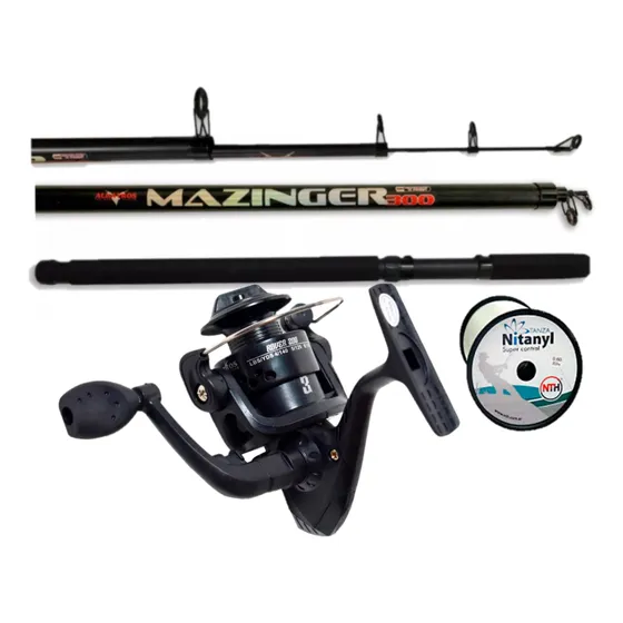 Combo Pesca Pejerrey Reel Frontal 3 Rul + Caña 4mtr + Nylon
