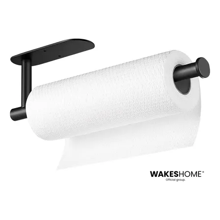 Soporte Colgador Metálico Porta Nova Y Toallas De Papel Color Negro Portarollos Toalla De Papel De Acero Inoxidable Autoadhesivo Wakeshome