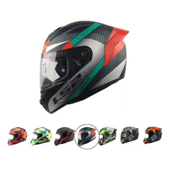Jm Casco Integral Ls2 Rookie 352 Merch Xxl Gris Verde Rojo