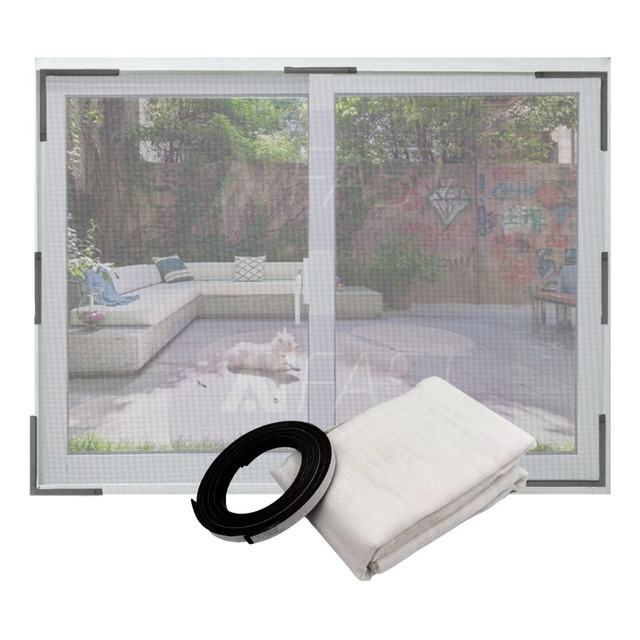 Mosquiteiro Grande Para Janela Fita Magnética Ajustável Tag Cor Branco Mosquiteiro Grande Para Janela Fita Magnética Ajustável Tag Cor Branco