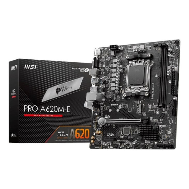 Placa Mãe Msi Pro A620m-e Matx Am5 Ddr5 Hdmi Vga M.2 Usb 3.2 Cor Preto Placa Mãe Msi Pro A620m-e Matx Am5 Ddr5 Hdmi Vga M.2 Usb 3.2 Cor Preto