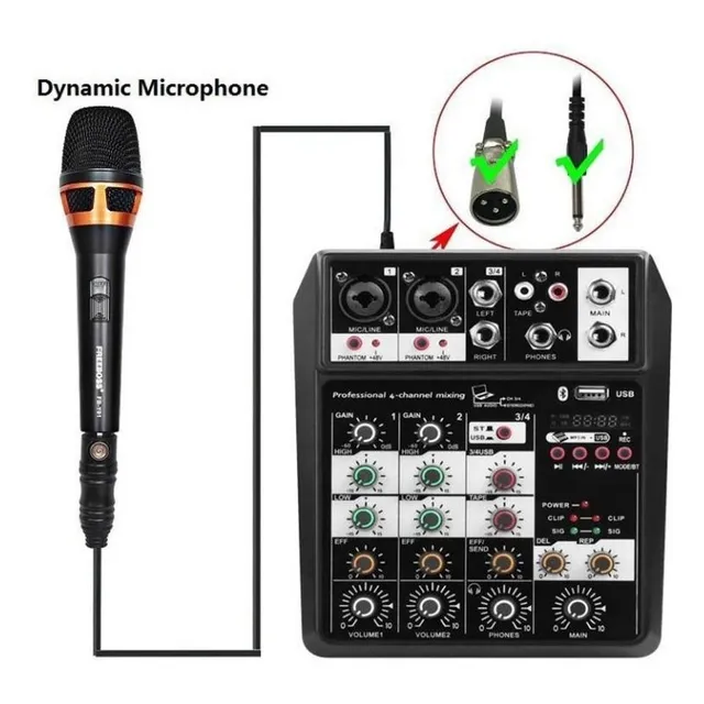 Mezclador De Audio De 4 Canales Mixer Usb Portatil