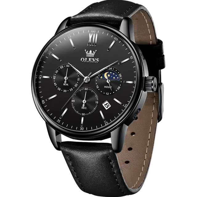 Olevs Relojes Para Hombre Cronógrafo Negro Big Face 4jjpv