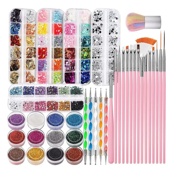 Kit De Decoracion Uñas Organic Cristales Polvos Acrilicos