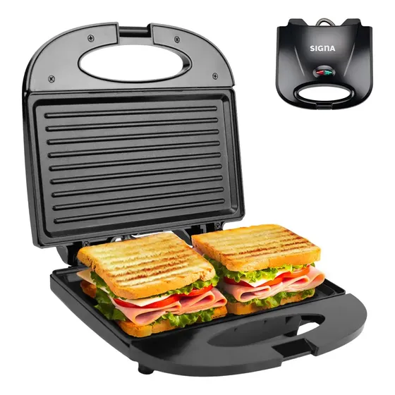 Sandwichera Parrilla Eléctrica Panini Antiadherente 750w Color Negro