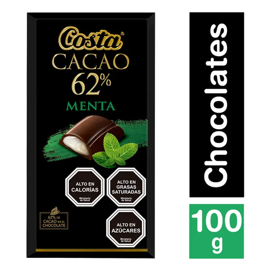 Costa Chocolate Cacao 62% Menta 100 Gr