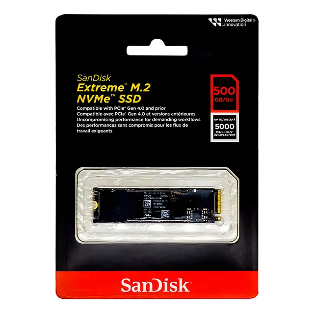 SSD Sandisk Extreme M.2 Pcle Nvme de 500 GB, lectura de 5000 MB/s, color negro