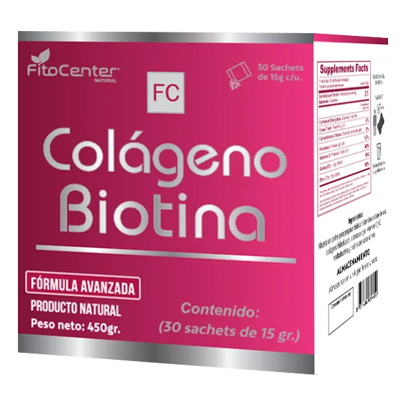 Colageno Hidrolizado Biotina Fitocenter Natural Belleza 450g