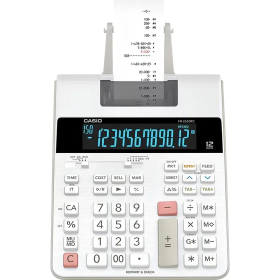 Calculadora de impresión blanca Casio FR-2650rc, color Bivolt White