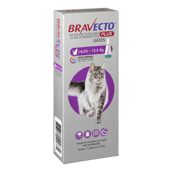 Antipulga Bravecto Plus Gato 6,25 A 12,5kg 500mg Transdermal