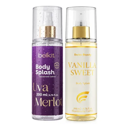 Kit 2x Body Splash 200ml Cada - Vanilla Sweet + Uva Merlot