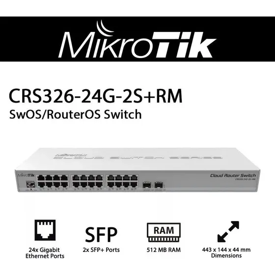 Switch Mikrotik Crs326-24g-2s+rm Cloud Router 24 Puertos