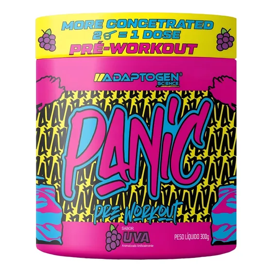 Suplemento Em Pó Adaptogen Science Panic Pré Treino com creatina Pote 300g Sabor Uva