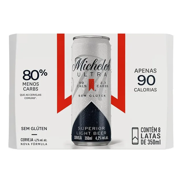 Cerveja Michelob Ultra Lata 350ml - Pack Com 8 Unidades