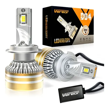 Lâmpada Led H4 H7 H3 Ultra Farol H11 Hb3 Hb4 Vereor D04 200w H11 Prateado Branco-frio