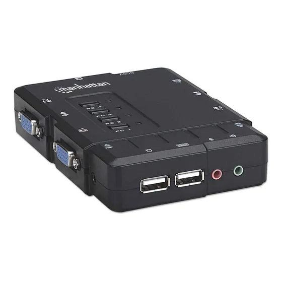 Switch Kvm Manhattan 151269 4 Puertos Vga, Usb A, Audio 3.5m