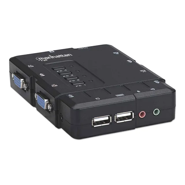 Switch Kvm Manhattan 151269 4 Puertos Vga, Usb A, Audio 3.5m