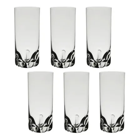 6 Copos Longos De Cristal Para Água 300ml Trio Bohemia Incolor