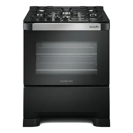 Fogão 5 Bocas Mueller Decorato Vetro Preto Fosco Com Mesa De Vidro 127/220v