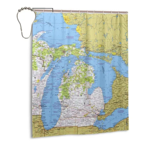 Plmok National Geographic Wisconsin Michigan S Lago Mapa Pvc