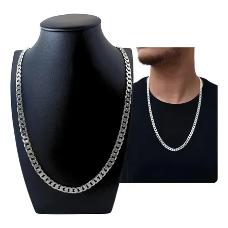 Corrente Prata 925 Italiana Elo Grumet Masculina Grossa 7mm