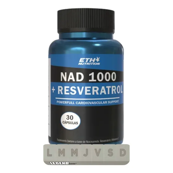 Eth Nad 1000 + Resveratrol Suplemento En Cápsulas X 30 + Pastillero Legend