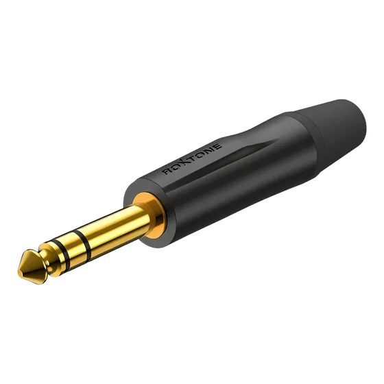 Ficha Plug Stereo 6,3mm Chapada En Oro Roxtone Pj3x-bg  