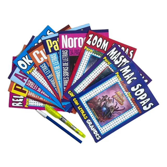Pack X 10 Revistas Sopas De Letras Con Resaltador Y Birome
