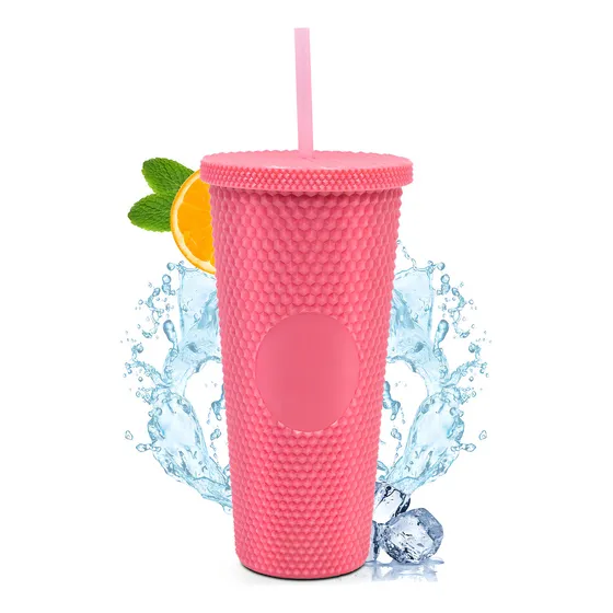 Botella Vaso Termo Térmico Texturizado Multifuncional Moda Color Fucsia