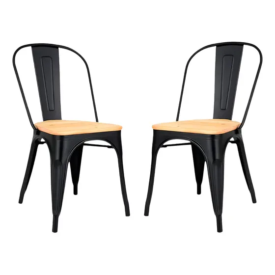Silla Tolix Metálica Pack 2 Unidades Vintage Estructura de la silla Negro