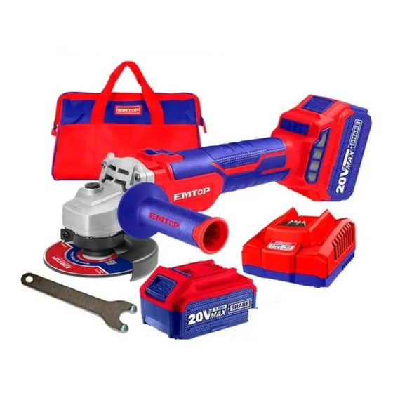 Amoladora A Batería 20v 115mm 2 Baterias 4ah Emtop K37