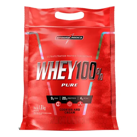 Whey 100% Pure Pouch Cookies 1,8kg Integralmedica - Energia e Força