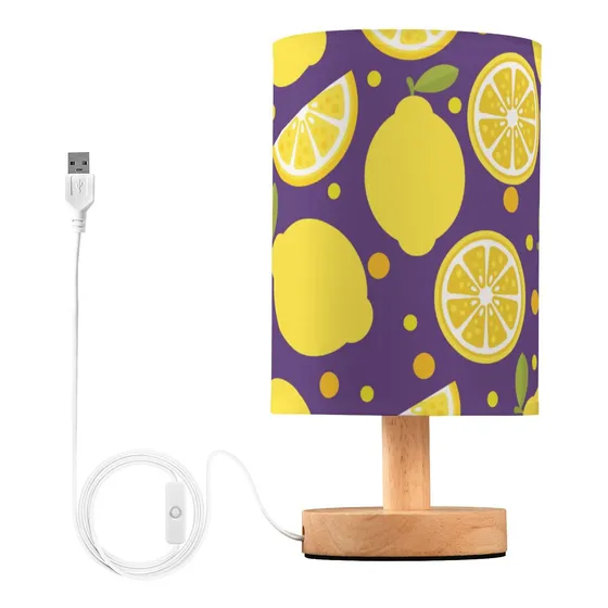 Lampara Mesa Fruta Purpura Amarillo Limon Led S Luz Nocturna