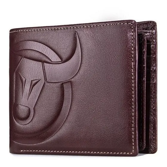 Bullcaptain - Billetera De Cuero Brillante Qb-0203-h-cf Café