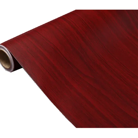 Pelicula Madera Color Rojo Oscuro Papel Tapiz Grano Adhesivo
