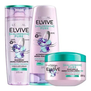 Shampoo Elvive Hialurónico Pure 680 Ml + Acond + Mascarilla Shampoo Elvive Hialurónico Pure 680 Ml + Acond + Mascarilla