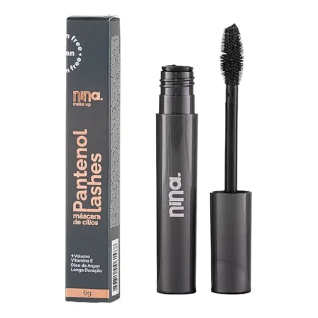 Máscara De Cilios Volume 6g - Nina Make Up - Pantenol Lashes Cor Preto