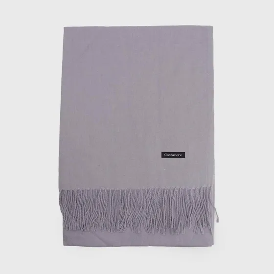 Bufanda Cashmere Peluda Unicolor Gris Lisa L