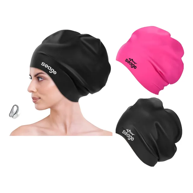 Gorro De Natacion Cabello Largo Extra Grande Clip Nasal