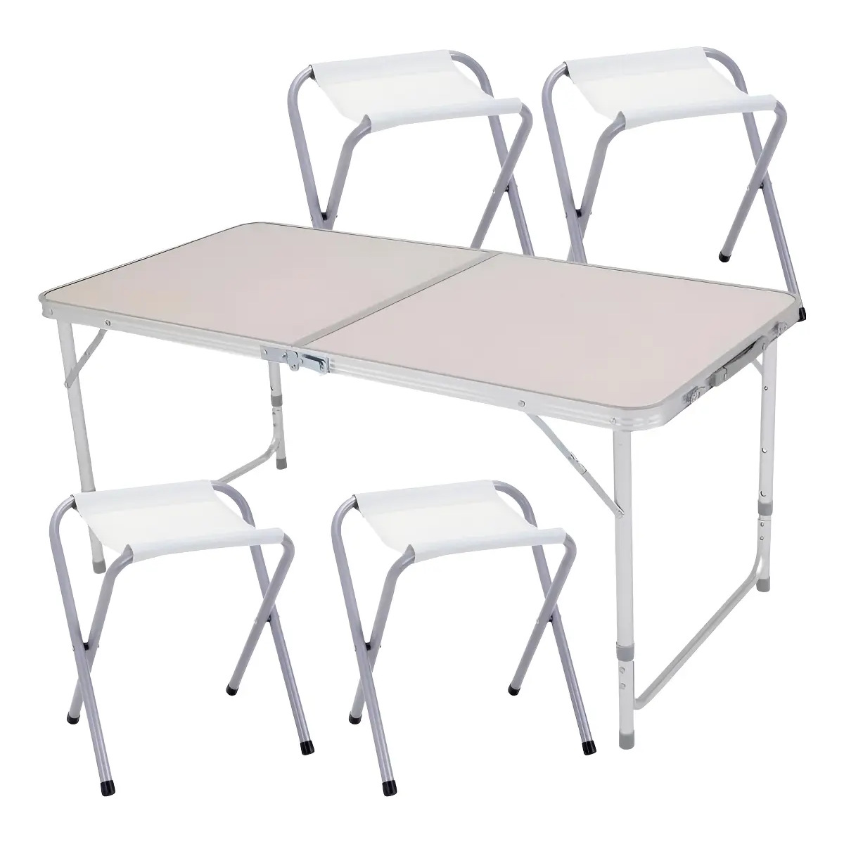 Mesa Dobrável Portátil Alumínio 120x60cm 4 Banquetas Zelt Mesa Dobrável Portátil Alumínio 120x60cm 4 Banquetas Zelt