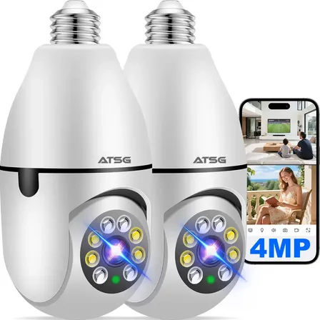 ATSG® Pack X2 Cámara De Seguridad De 360° Visión Nocturna Alarm