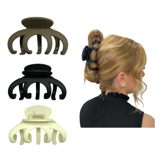 Gancho Caimán Pinza Cabello Resina Mate Broche Hebilla