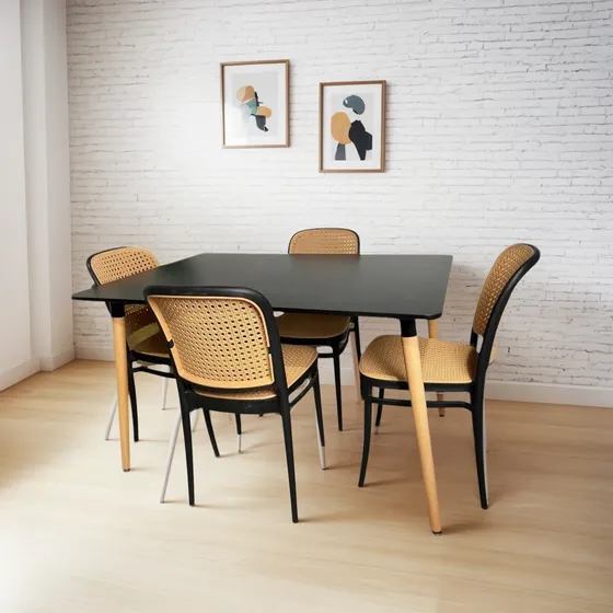 Comedor 4 Puestos Silla Lombardía Mesa Eames Rectangular 120
