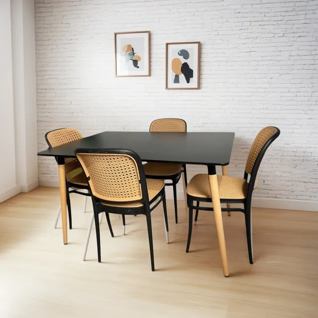 Comedor 4 Puestos Silla Lombardía Mesa Eames Rectangular 120
