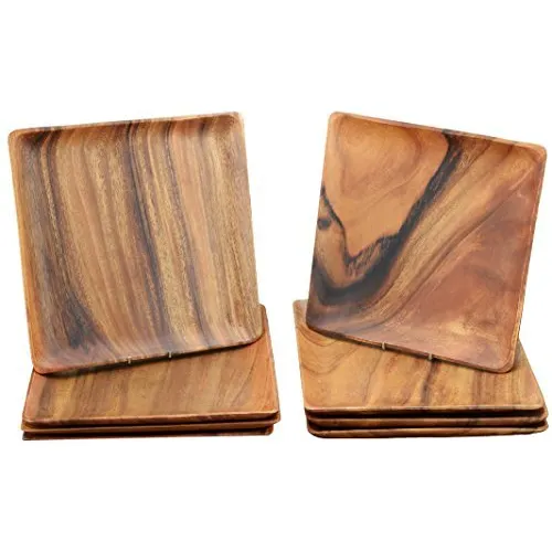 Plato Cuadrado Madera Acacia 8  Queso Juego 4 S Para