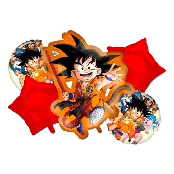 Set De Globos Decoración Dragon Ball Z 5 Unidades Color Naranja